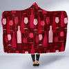 Botttle Red Wine Print Pattern Hooded Blanket-grizzshop