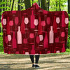 Botttle Red Wine Print Pattern Hooded Blanket-grizzshop