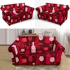 Botttle Red Wine Print Pattern Loveseat Cover-grizzshop