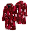 Botttle Red Wine Print Pattern Men Long Robe-grizzshop