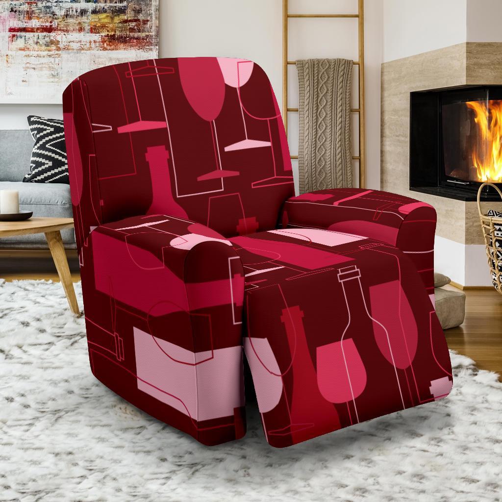 Botttle Red Wine Print Pattern Recliner Cover-grizzshop