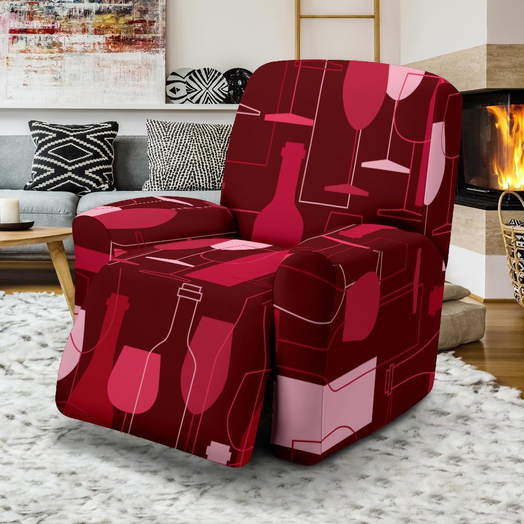 Botttle Red Wine Print Pattern Recliner Cover-grizzshop