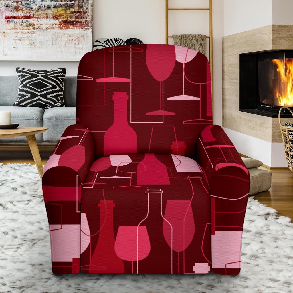 Botttle Red Wine Print Pattern Recliner Cover-grizzshop