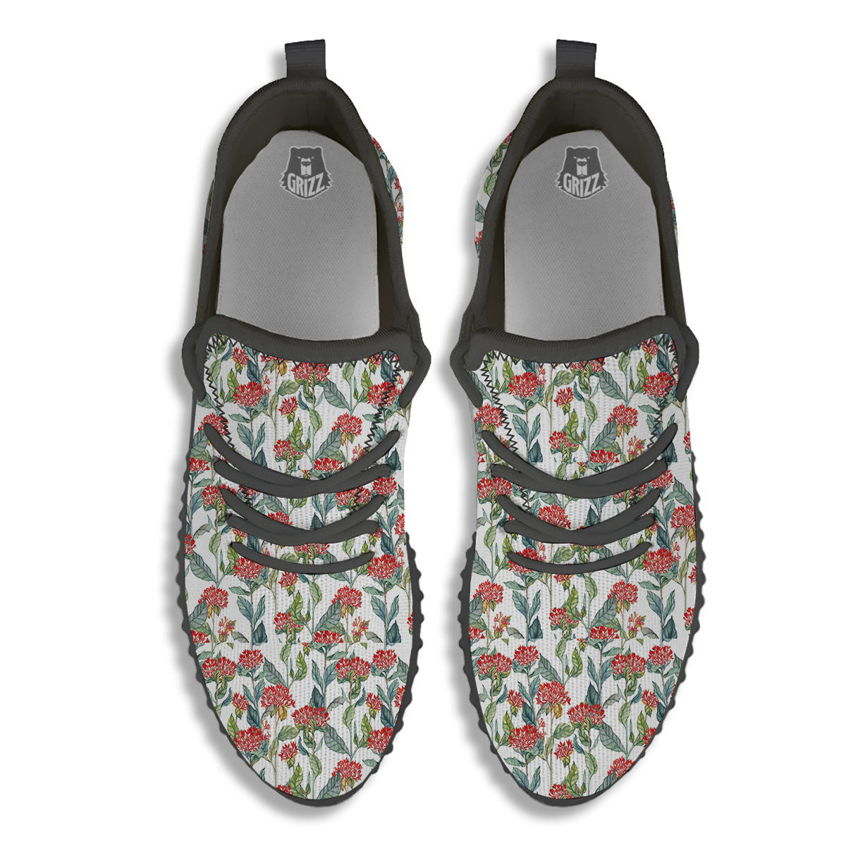 Bouvardia Print Pattern Black Walking Shoes-grizzshop