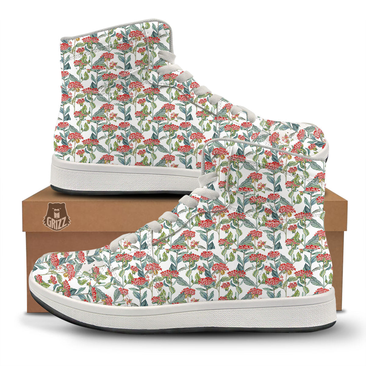 Bouvardia Print Pattern High Top Sneakers-grizzshop