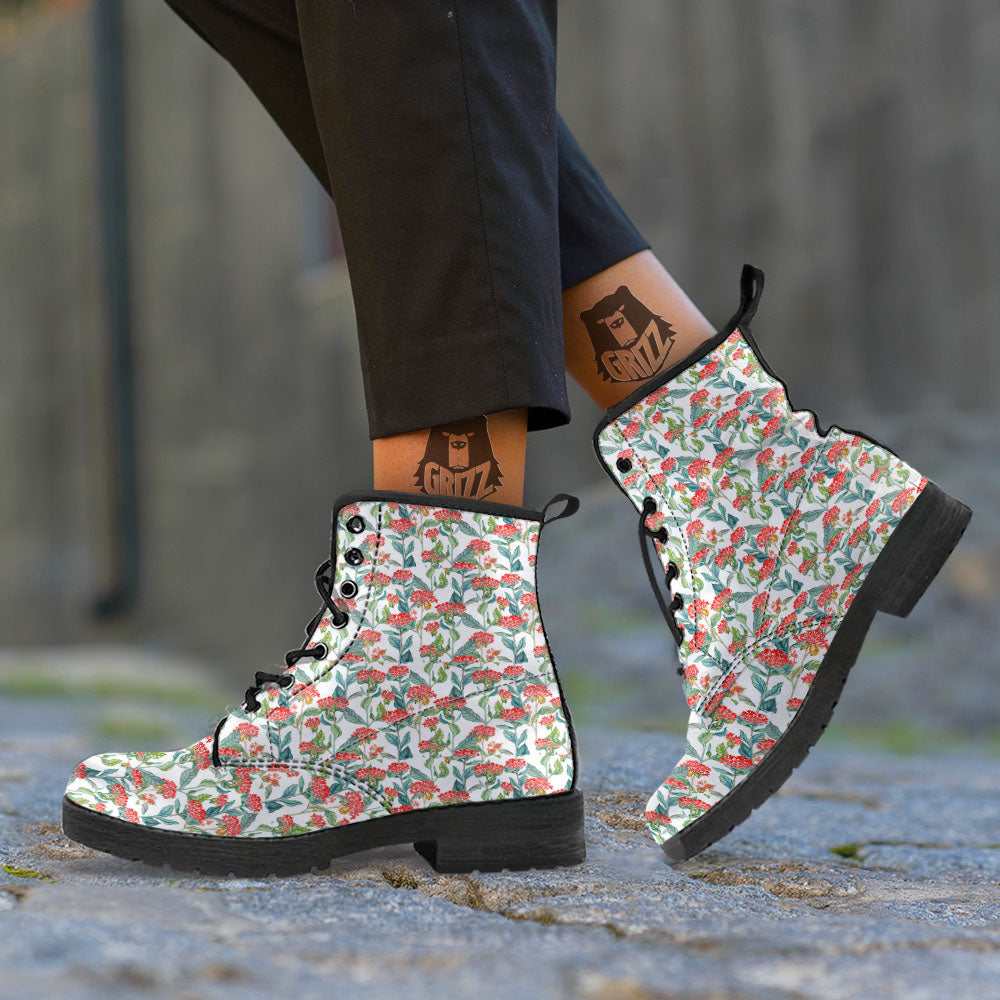 Bouvardia Print Pattern Leather Boots-grizzshop