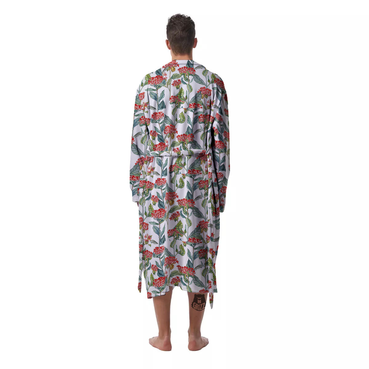 Bouvardia Print Pattern Men's Robe-grizzshop