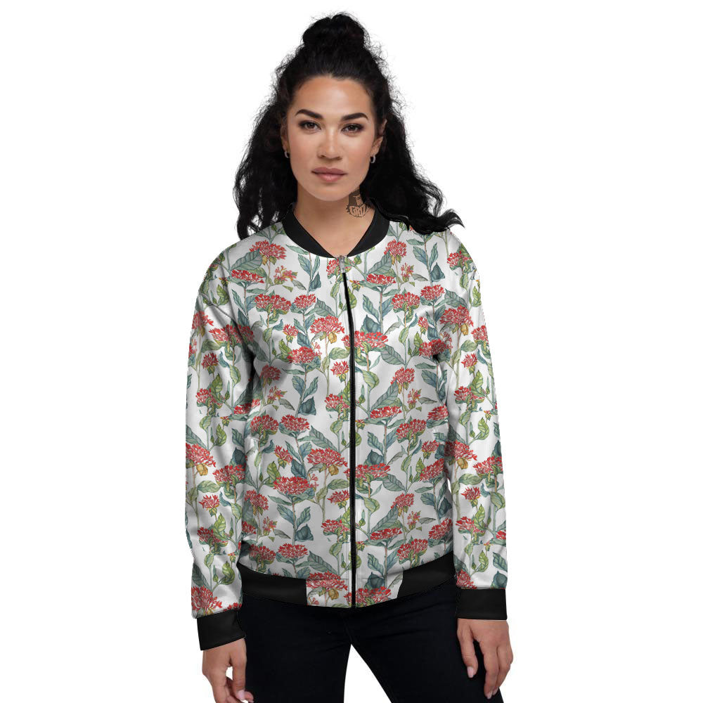 Bouvardia Print Pattern Women's Bomber Jacket-grizzshop