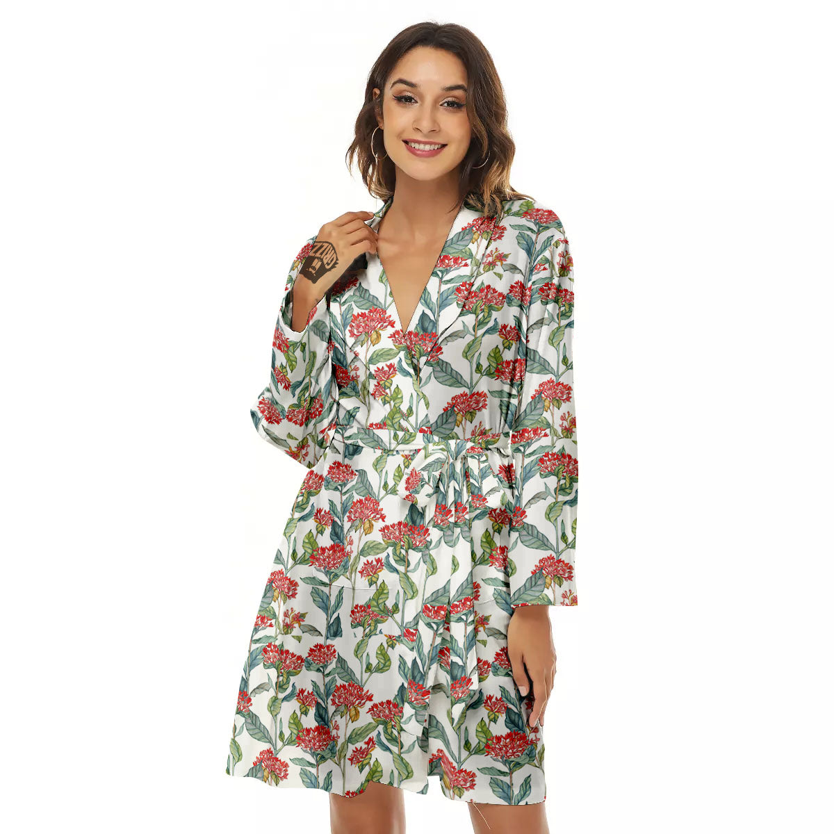 Bouvardia Print Pattern Women's Robe-grizzshop
