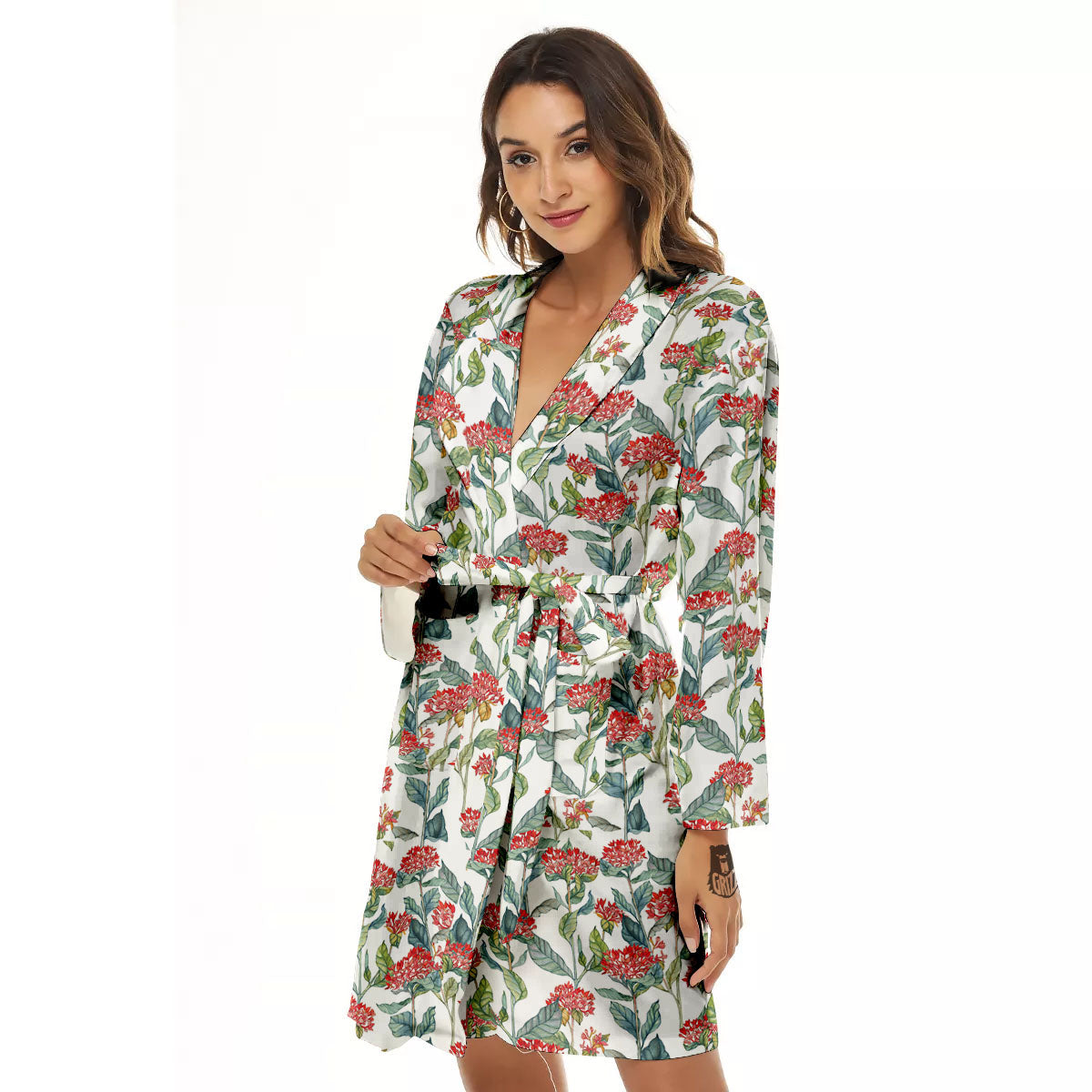 Bouvardia Print Pattern Women's Robe-grizzshop