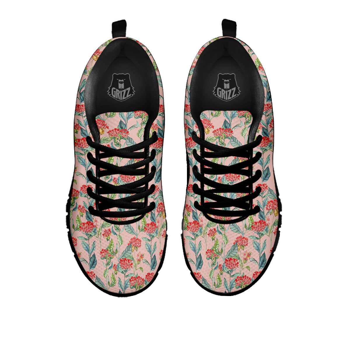 Bouvardia Red Print Pattern Black Sneaker-grizzshop