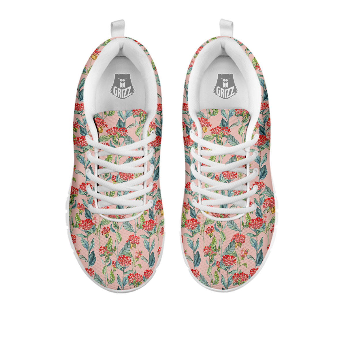 Bouvardia Red Print Pattern White Sneaker-grizzshop