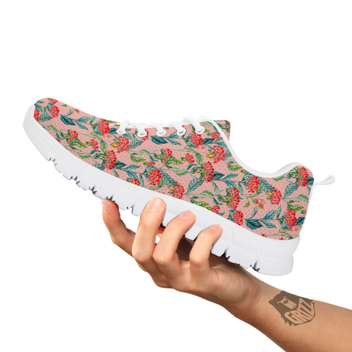 Bouvardia Red Print Pattern White Sneaker-grizzshop