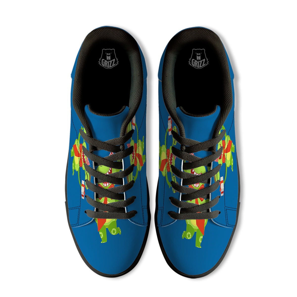 Bow Tie With Cute Alien Print Black Low Top Sneakers-grizzshop