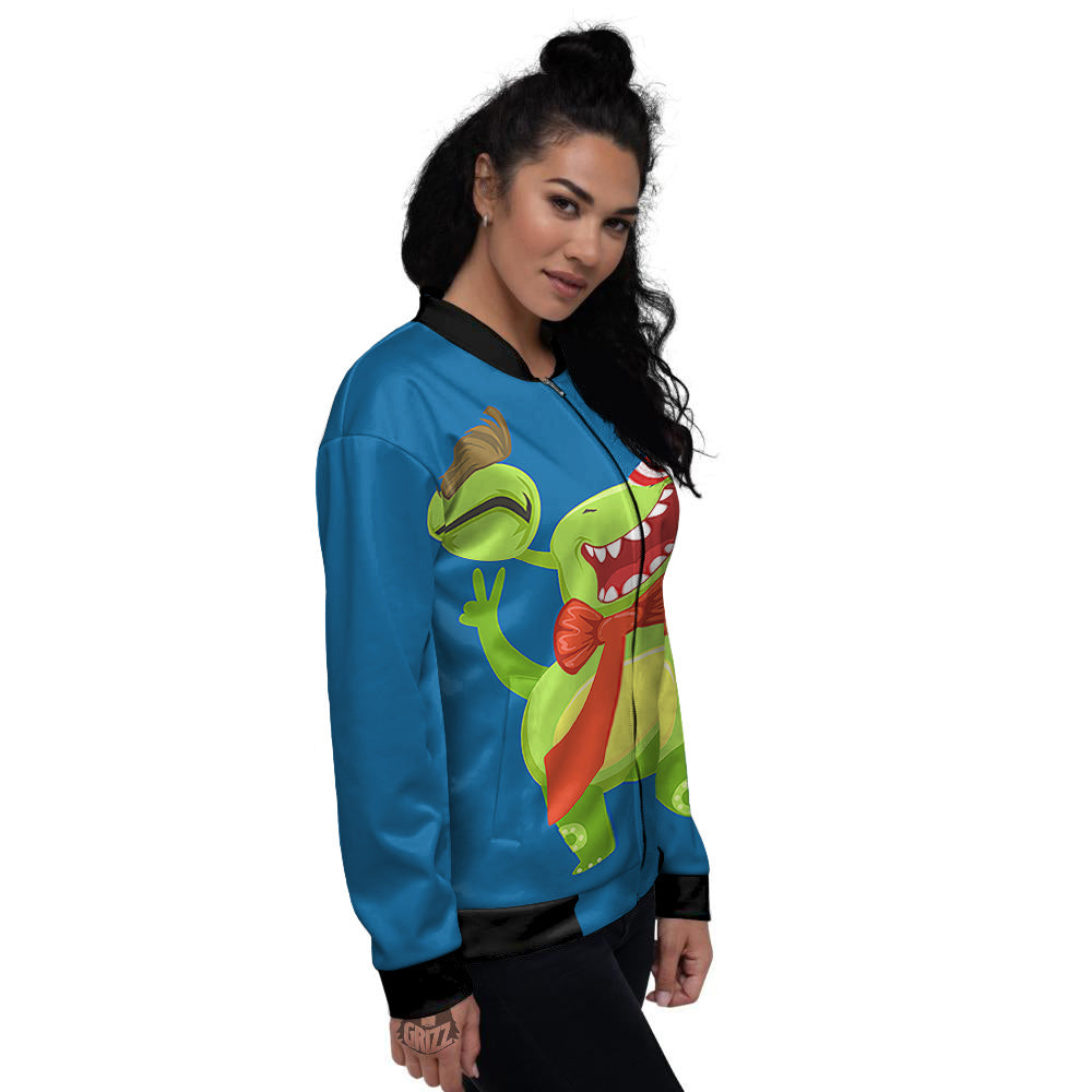 Bow Tie With Cute Alien Print Women's Bomber Jacket-grizzshop