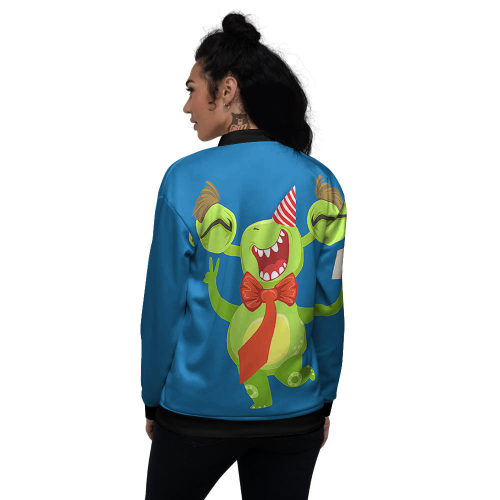 Bow Tie With Cute Alien Print Women's Bomber Jacket-grizzshop