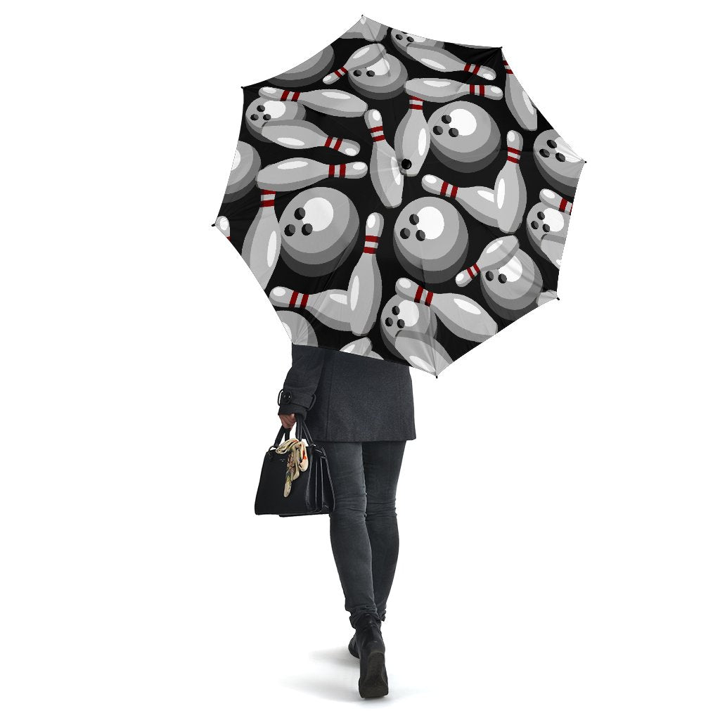 Bowling Pattern Print Automatic Foldable Umbrella-grizzshop