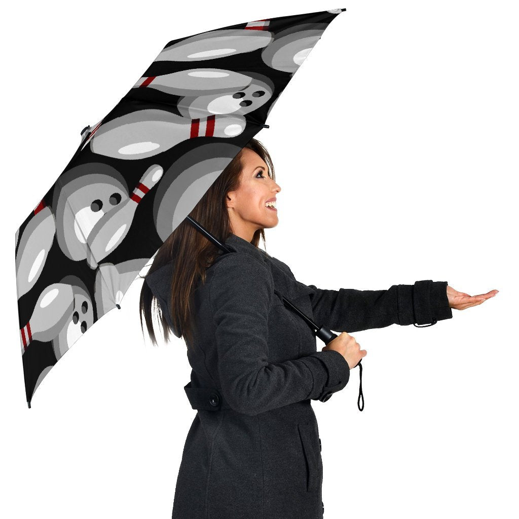 Bowling Pattern Print Automatic Foldable Umbrella-grizzshop