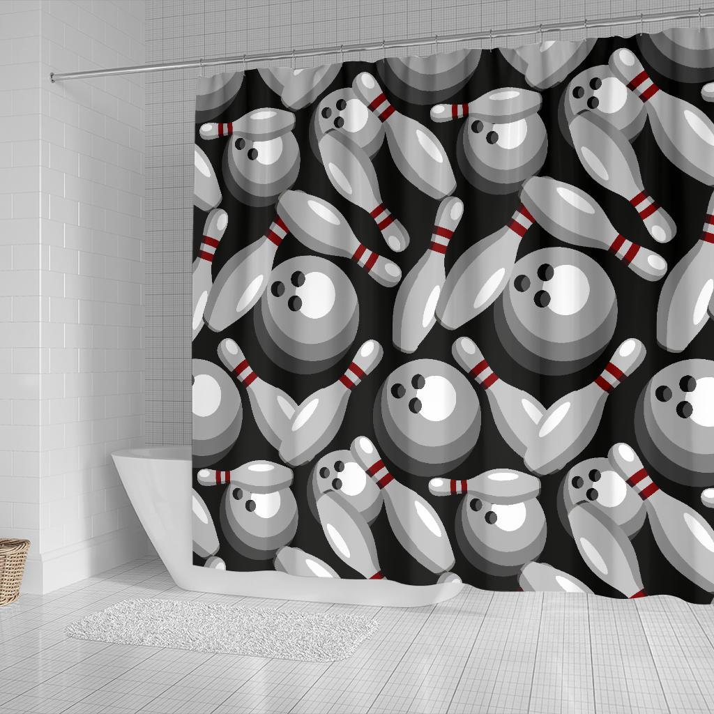 Bowling Pattern Print Bathroom Shower Curtain-grizzshop