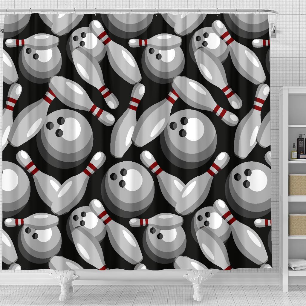 Bowling Pattern Print Bathroom Shower Curtain-grizzshop