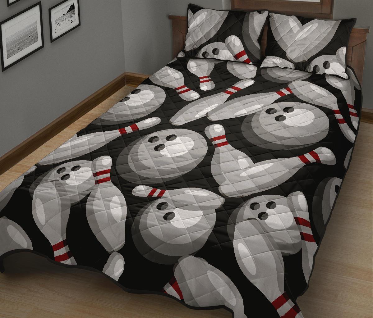 Bowling Pattern Print Bed Set Quilt-grizzshop