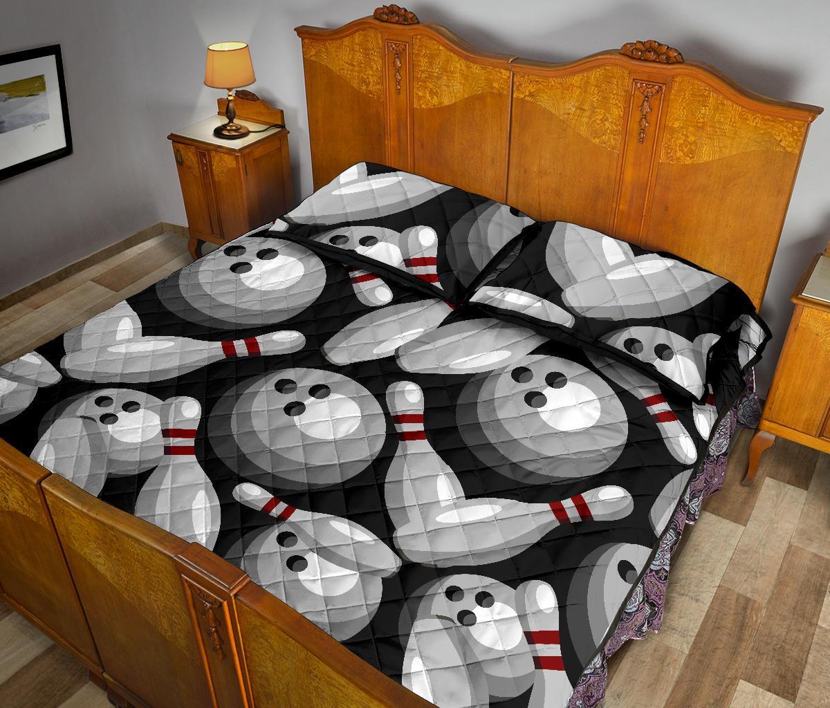 Bowling Pattern Print Bed Set Quilt-grizzshop