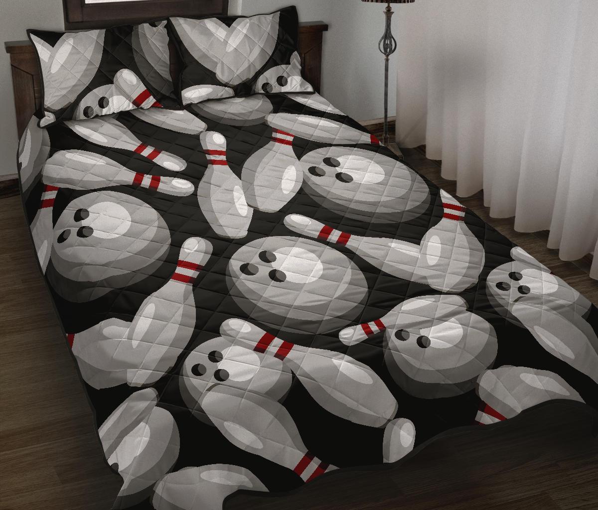 Bowling Pattern Print Bed Set Quilt-grizzshop