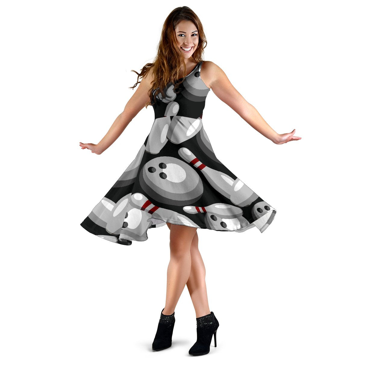 Bowling Pattern Print Dress-grizzshop