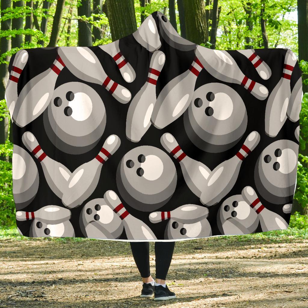 Bowling Pattern Print Hooded Blanket-grizzshop