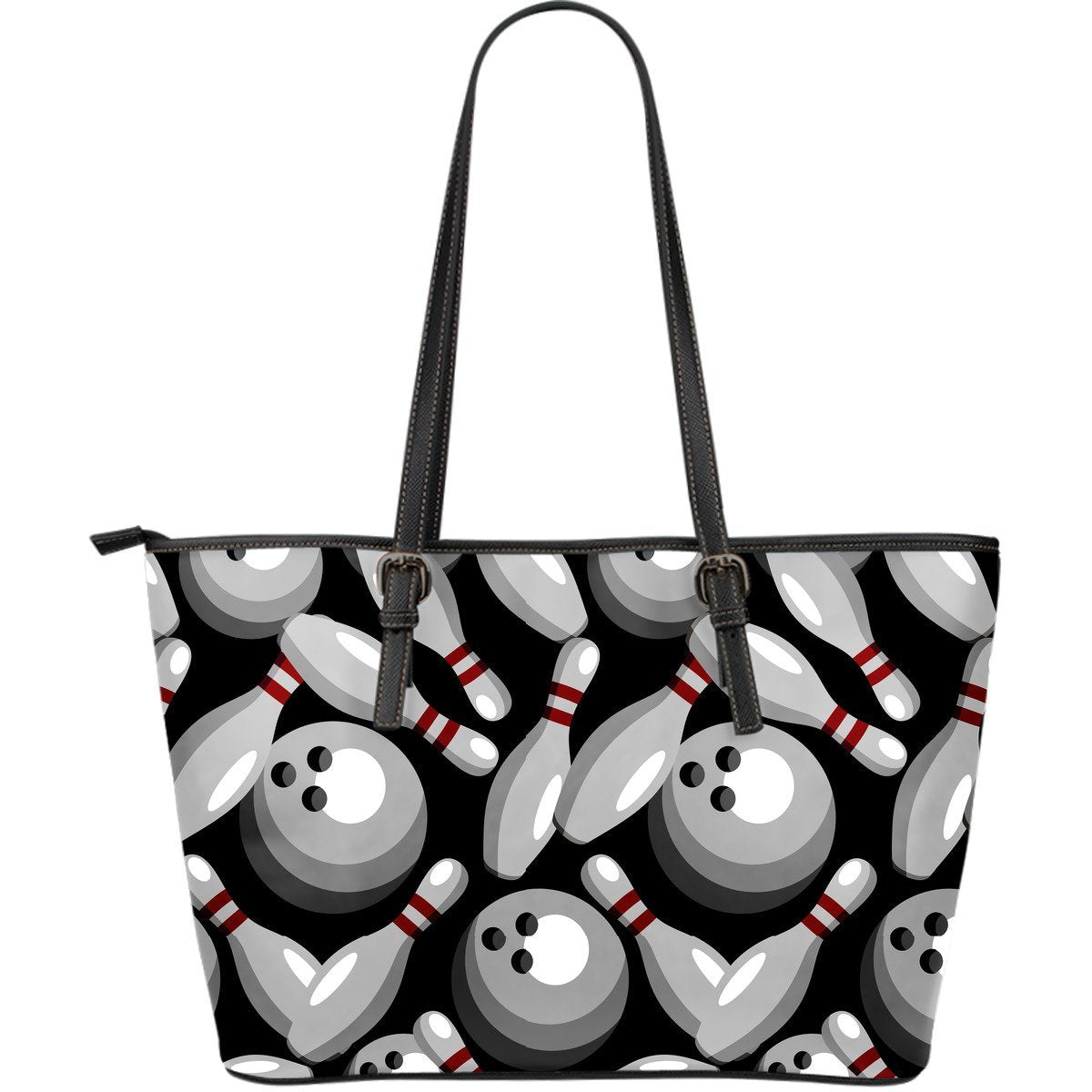 Bowling Pattern Print Leather Tote Bag-grizzshop