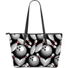 Bowling Pattern Print Leather Tote Bag-grizzshop