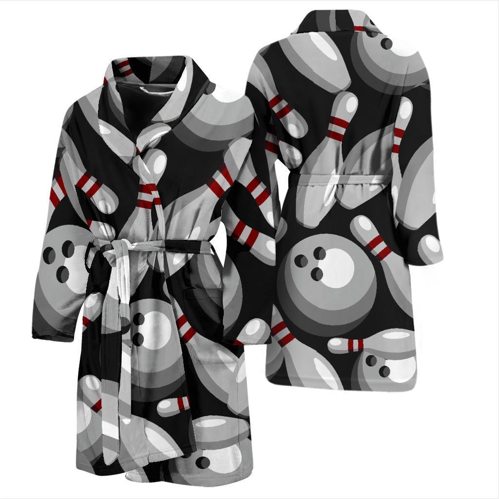 Bowling Pattern Print Men Long Robe-grizzshop