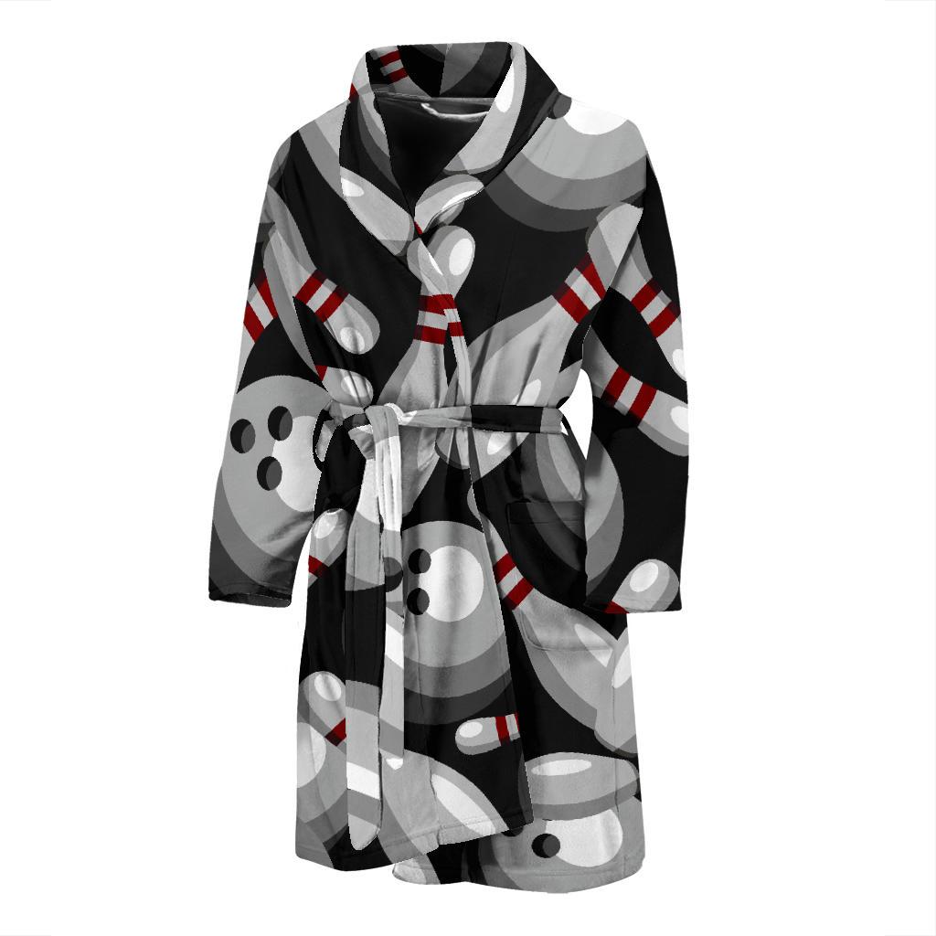 Bowling Pattern Print Men Long Robe-grizzshop