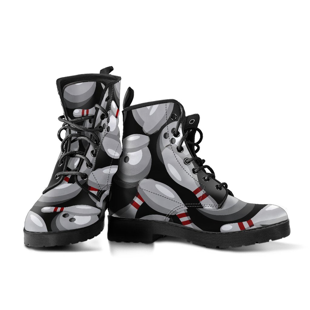Bowling Pattern Print Men Women Leather Boots-grizzshop