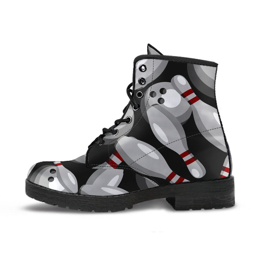 Bowling Pattern Print Men Women Leather Boots-grizzshop
