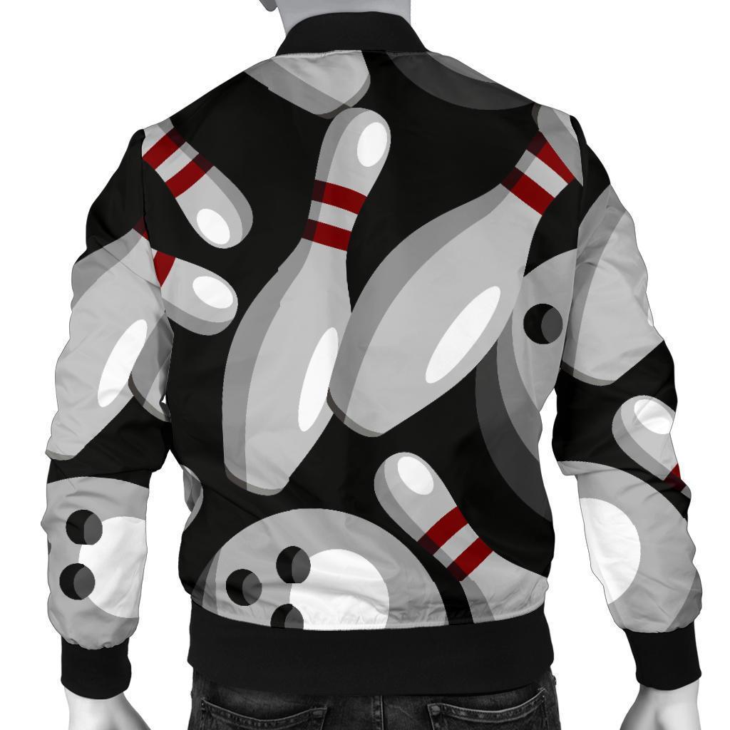 Bowling Pattern Print Men's Bomber Jacket-grizzshop