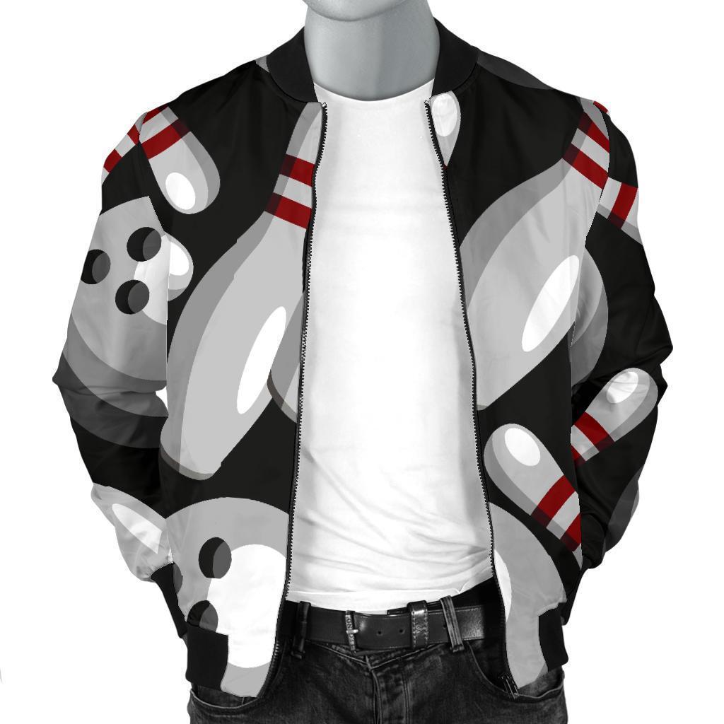 Bowling Pattern Print Men's Bomber Jacket-grizzshop