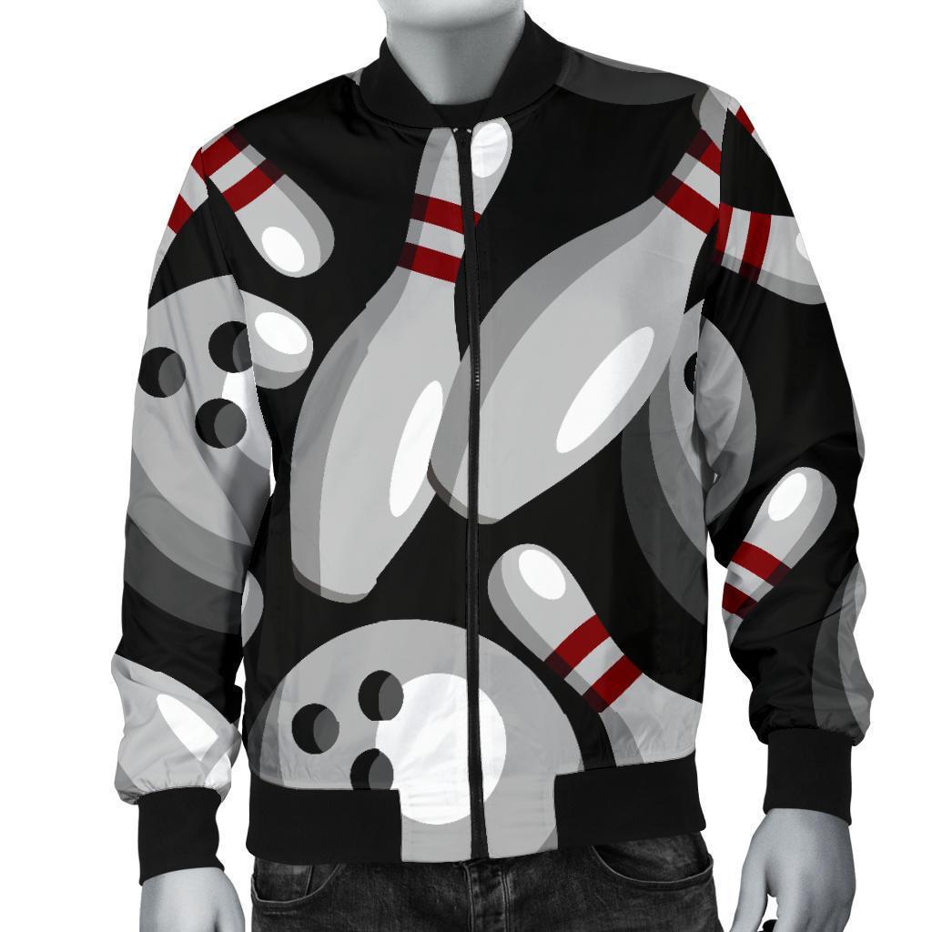 Bowling Pattern Print Men's Bomber Jacket-grizzshop