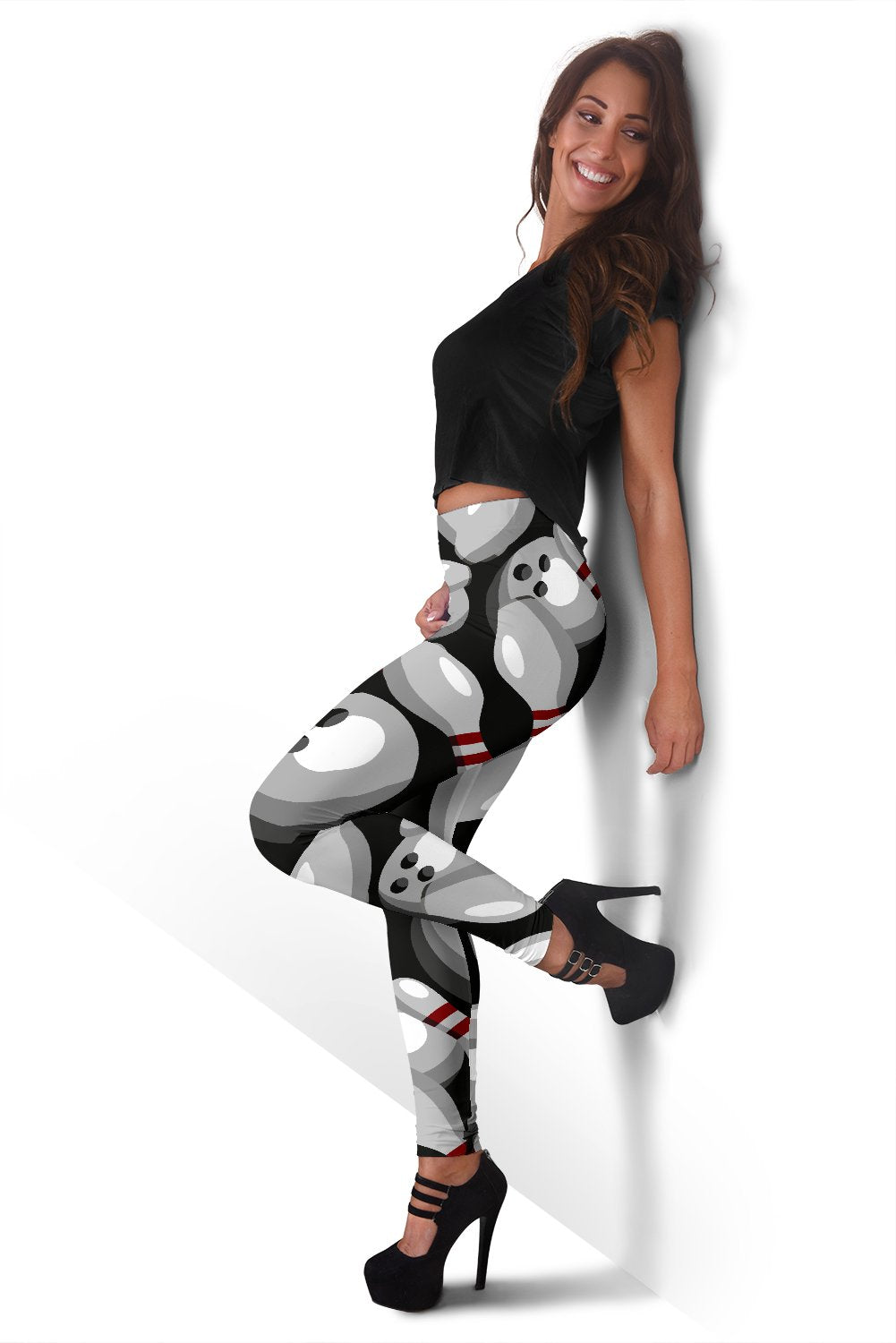 Bowling Pattern Print Women Leggings-grizzshop
