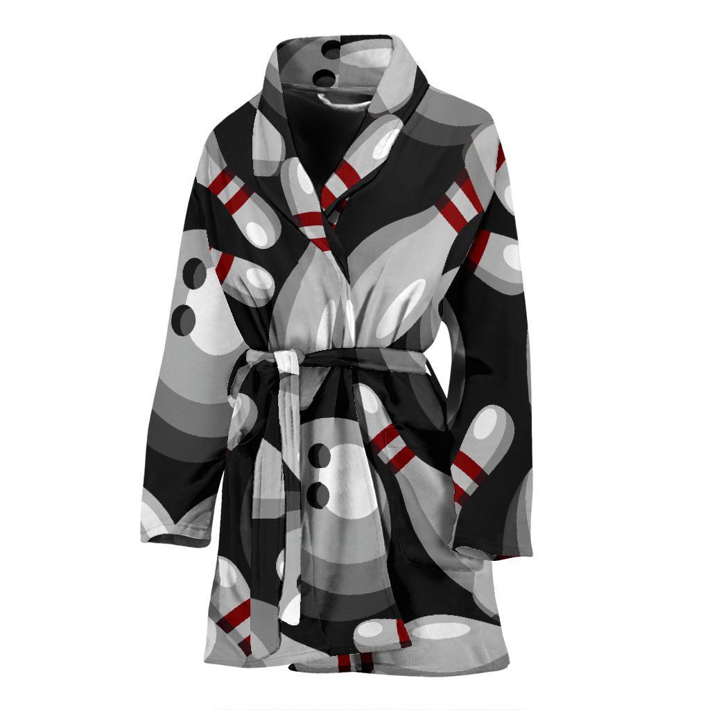 Bowling Pattern Print Women Long Robe-grizzshop