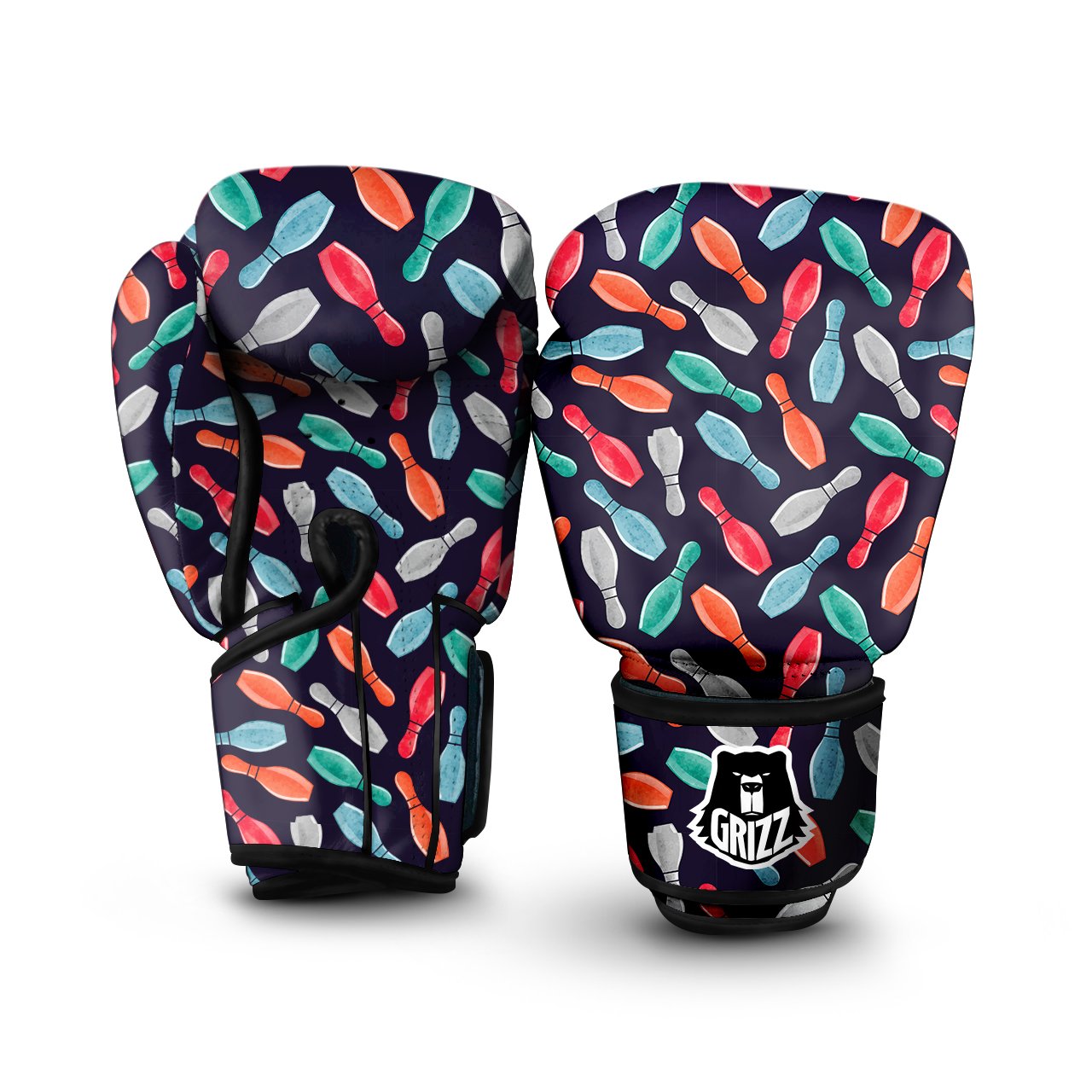 Bowling Pins Watercolor Print Pattern Boxing Gloves-grizzshop