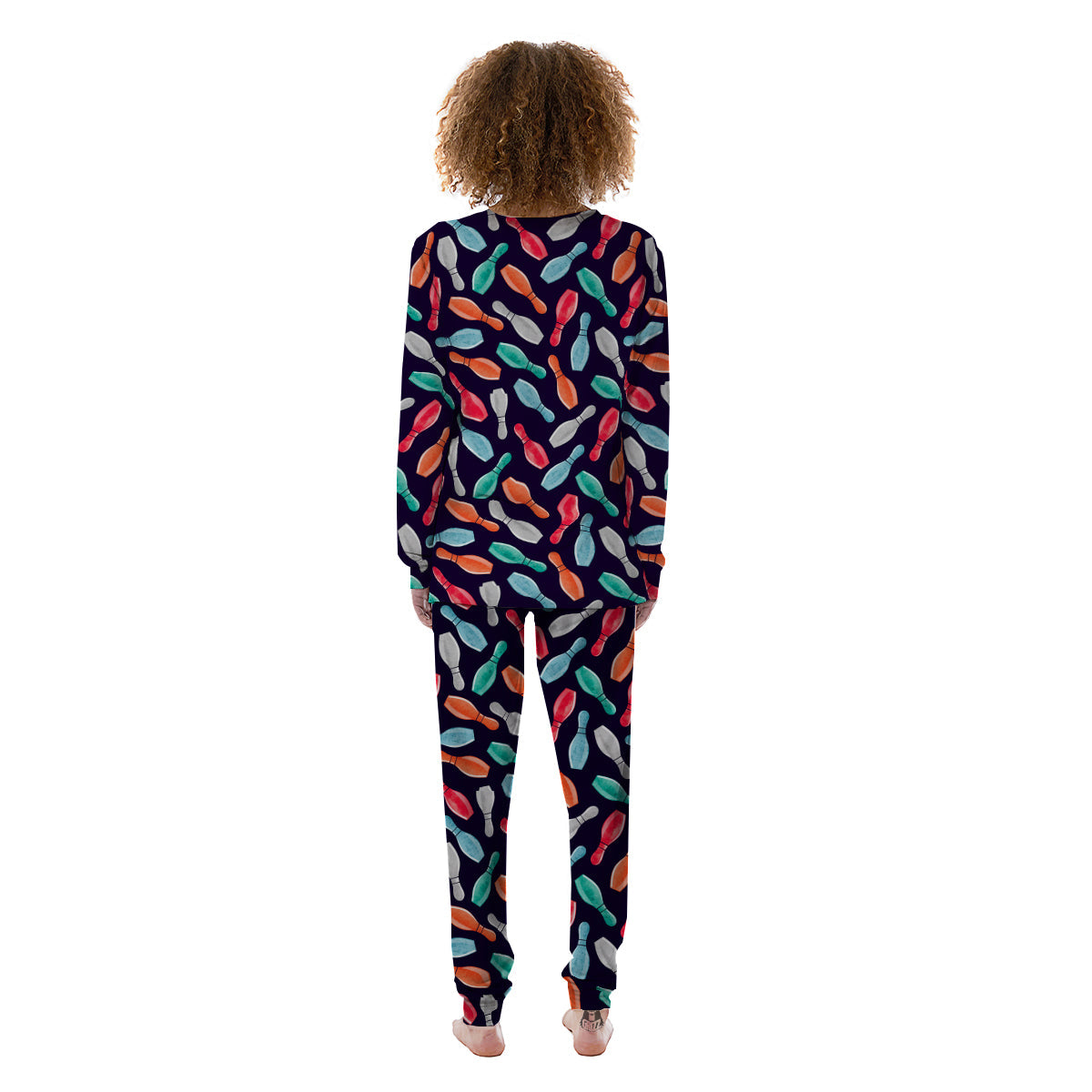 Bowling Pins Watercolor Print Pattern Women's Pajamas-grizzshop
