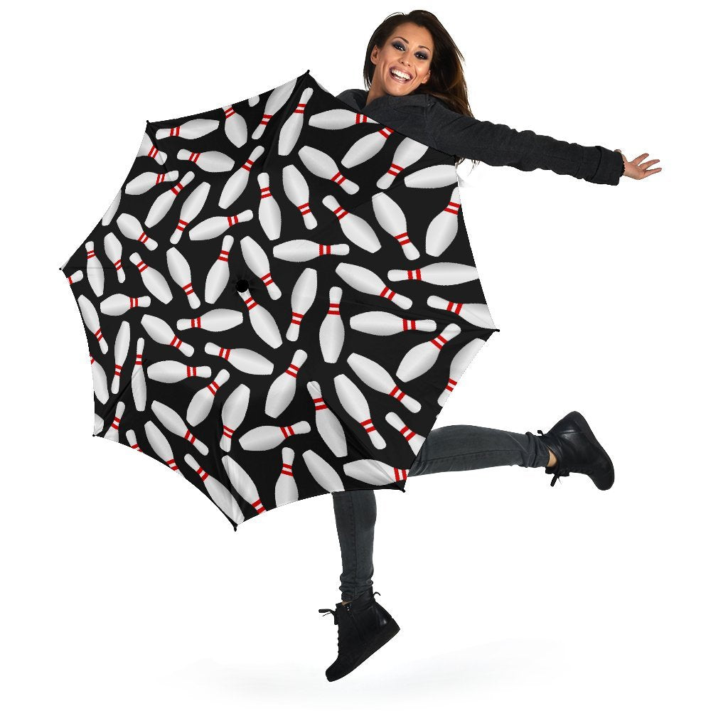 Bowling Print Pattern Automatic Foldable Umbrella-grizzshop
