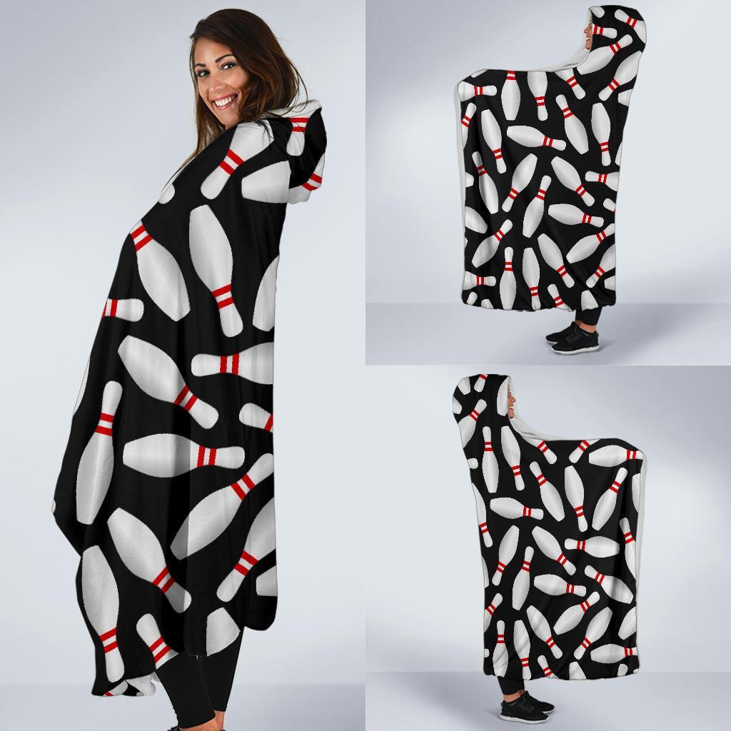 Bowling Print Pattern Hooded Blanket-grizzshop