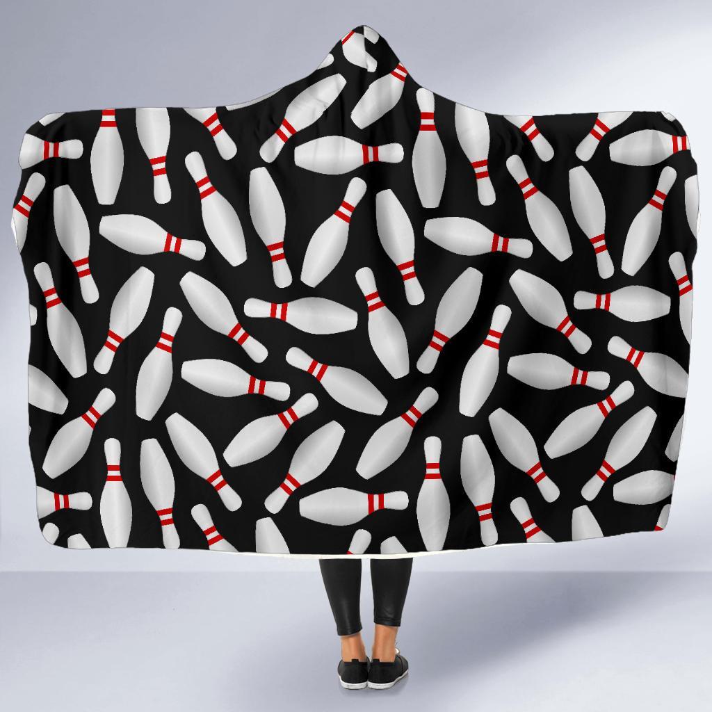 Bowling Print Pattern Hooded Blanket-grizzshop