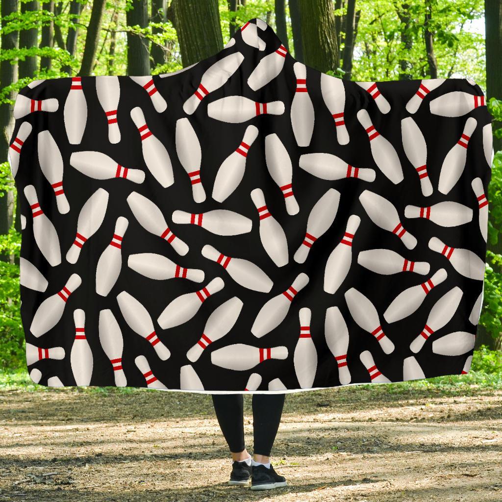 Bowling Print Pattern Hooded Blanket-grizzshop
