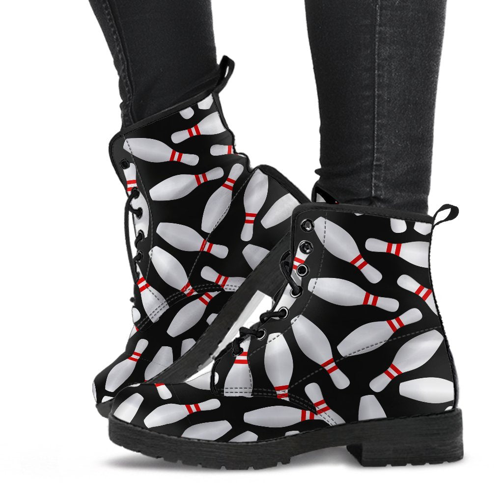 Bowling Print Pattern Men Women Leather Boots-grizzshop