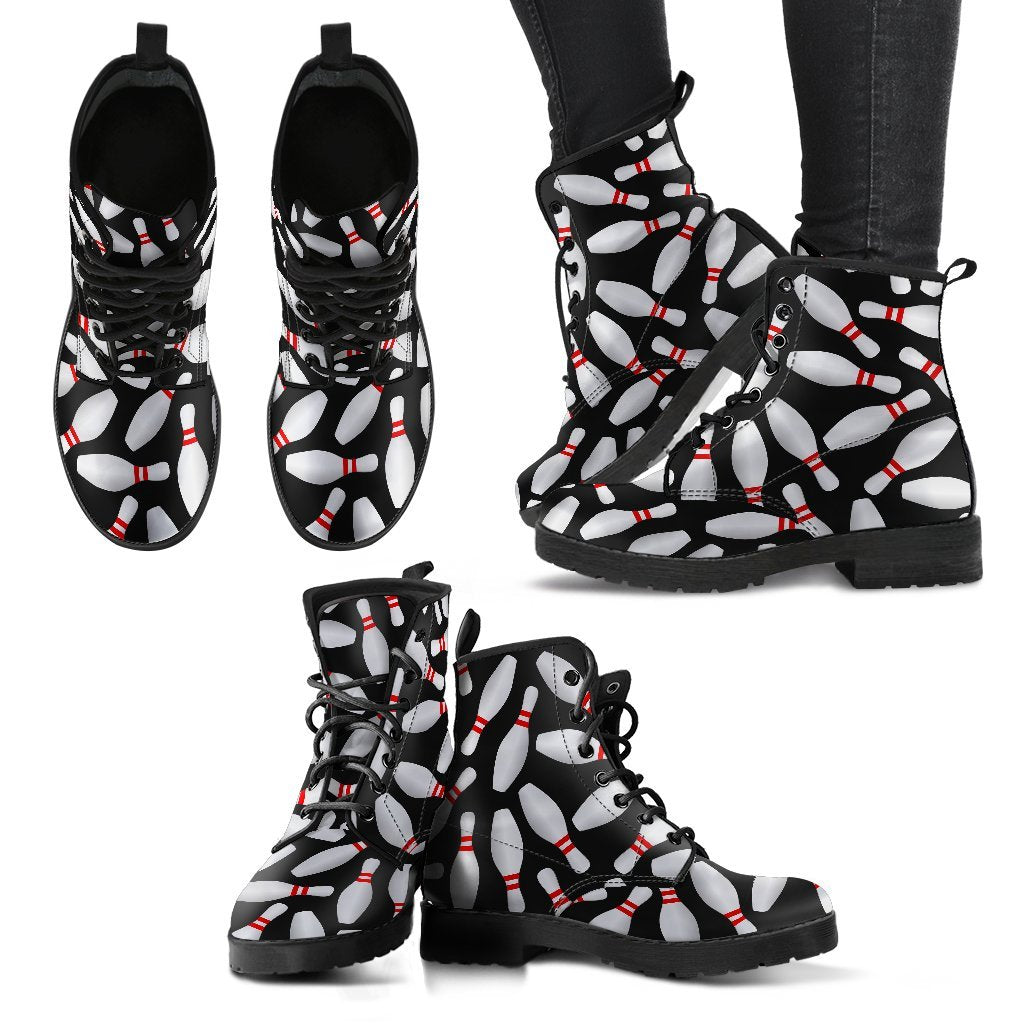 Bowling Print Pattern Men Women Leather Boots-grizzshop