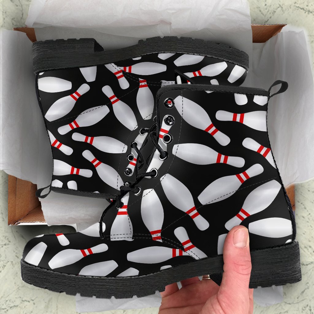 Bowling Print Pattern Men Women Leather Boots-grizzshop