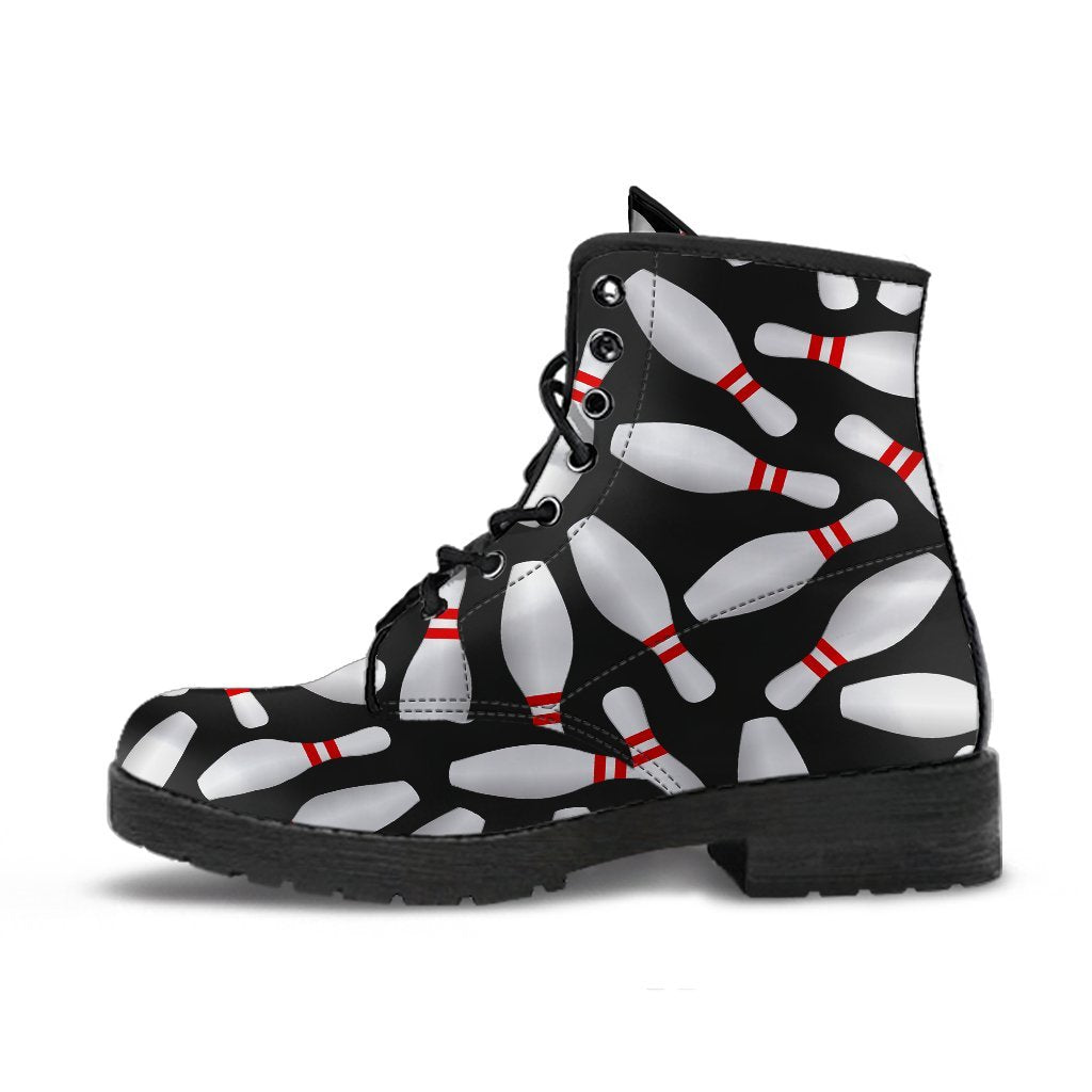 Bowling Print Pattern Men Women Leather Boots-grizzshop